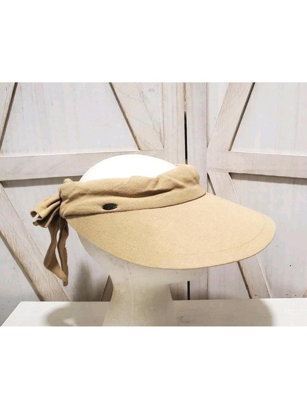 SCALA Natural Tan Sun Visor Cap Womens Hook/Loop Adjustable One Size Adora